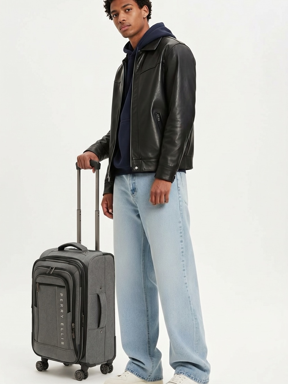Perry Ellis Gray Carry-On Spinner Bag - Picture 2 of 5